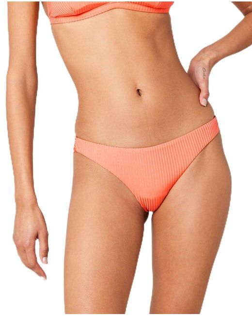 Rip Curl Orange Modern Rib Cheeky Womens Bikini Bottoms - Coral