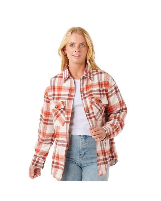 Oceanic Flannel Long Sleeve Shirt XS di Rip Curl in Red