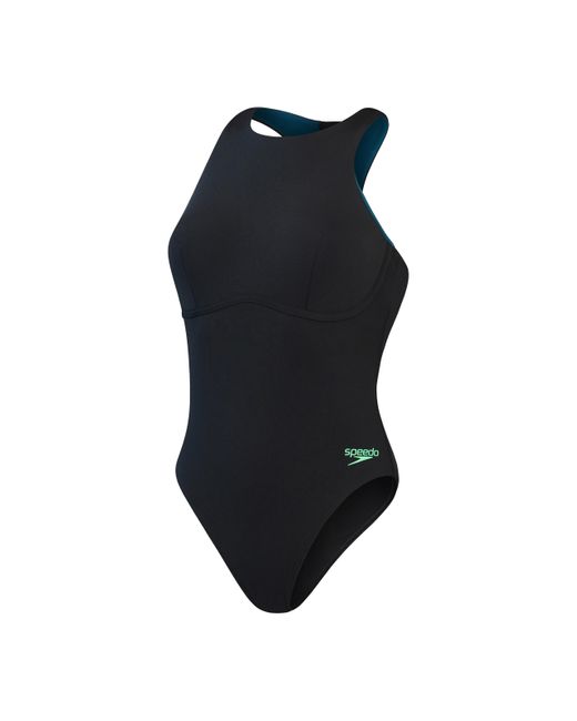 Speedo Blue Racer Zip Swimsuit With Integrated Swim Bra | Swim Fitness | Soft Feel | Premium Swimwear