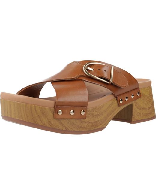 Clarks Brown Sivanne Walk Leather Sandals In Tan Standard Fit Size 8
