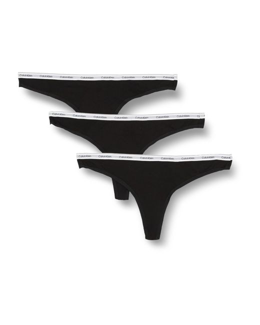 Calvin Klein Black Pack Of 3 Thong Modern Logo Tanga