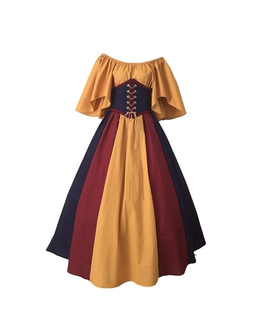 Lalaluka Robe medievale pour femme Robe maxi vintage palais epissure corset vetements medievaux Renaissance Halloween Carnaval Superdry en coloris Orange Lyst
