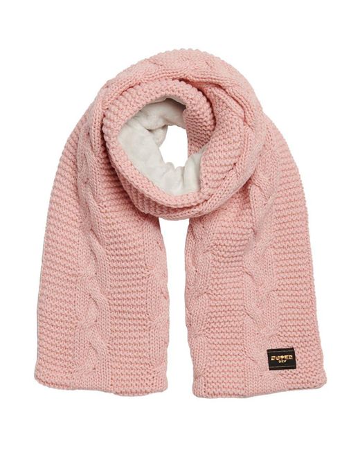 Superdry Strickschal mit Zopfmuster Pink Gesprenkelt 1SIZE