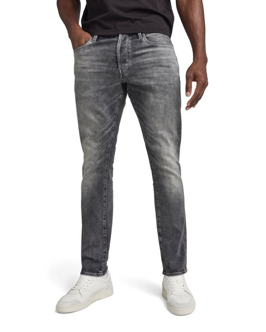 G-Star RAW Gray 3301 Straight Tapered Fit Jeans for men
