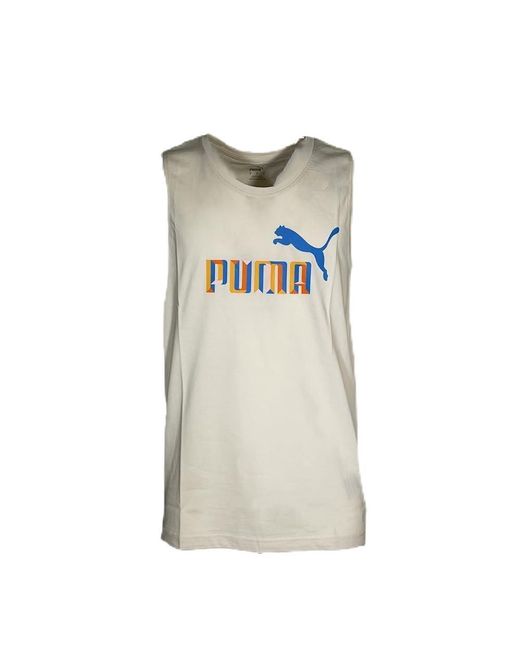 PUMA Gray Sleeveless T-shirt Tank Tops White S for men