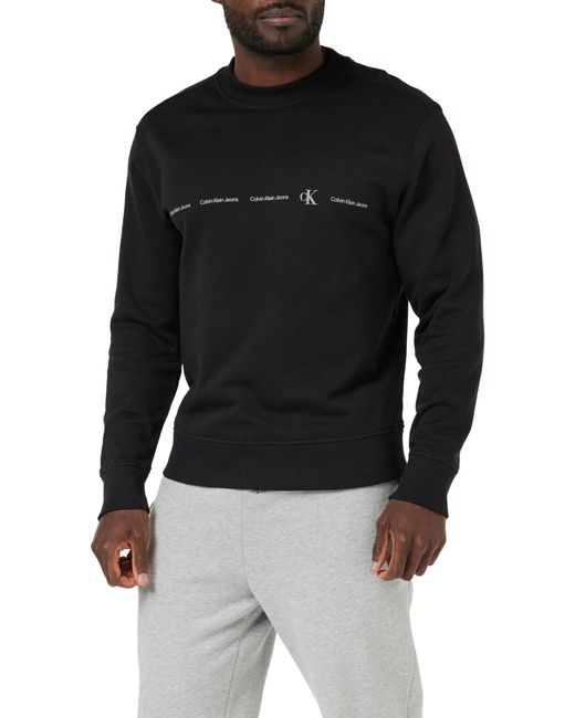 Calvin Klein Sweatshirt Logo Repeat Crew Neck ohne Kapuze in Black für Herren