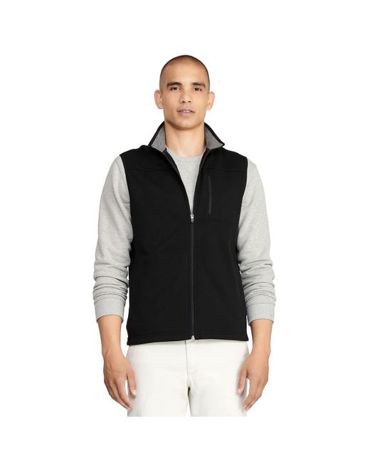 Izod Black Advantage Performance Full Zip Sweater Fleece Vest for men