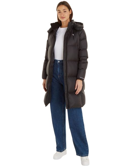 Calvin Klein Black Jeans Down Coat Long Puffer Winter