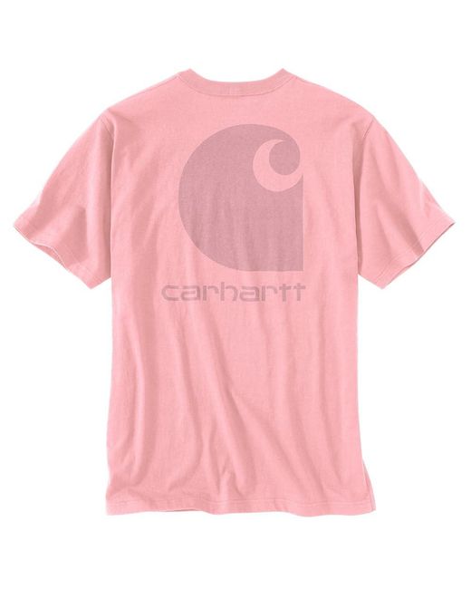 Carhartt Pink Big & Tall Relaxed Fit Heavyweight Short-sleeve Pocket C Graphic T-shirt for men