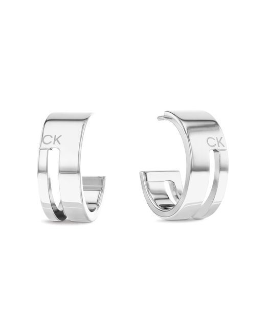 Calvin Klein Metallic Women's Geometric Collection C Shape Earrings In Stainless Steel - 35000677