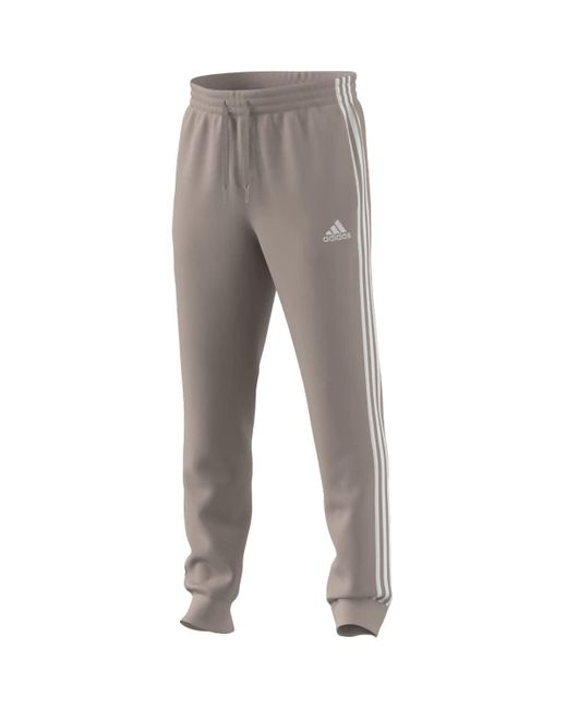Adidas Gray Essentials 3-stripes French Terry Tapered-cuff Pants for men