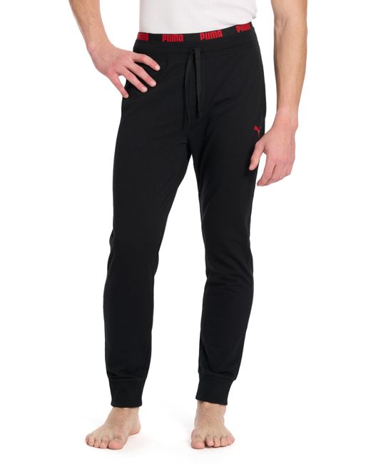 PUMA Black Dual Band French Terry Lounge Pants for men