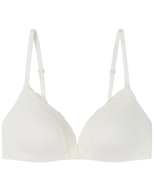 Sujetador Triangular Acolchado Cotton Collection 1 Charming Encaje Marfil Women'secret de color White