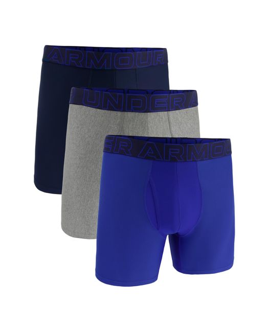 Under Armour Blue Performance Tech 6" 3 Pack Solid Boxer Briefs for men