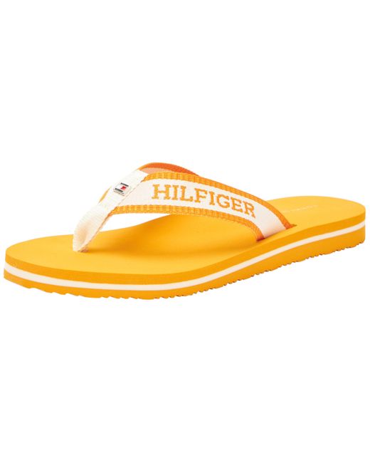 Tommy Hilfiger Yellow Hilfiger Webbing Pool Slide Fw0fw07859 Flip Flop