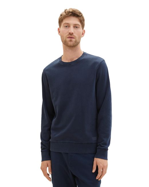 Tom Tailor 1037864 Basic Sweatshirt mit Waschung-Optik in Blue für Herren