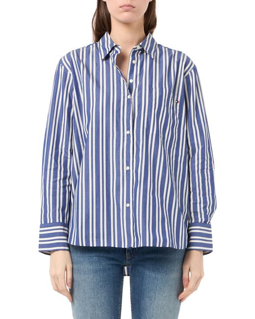 Tommy Hilfiger Blue ESS Poplin Easy Fit Ww0Ww45612 L/S Shirt