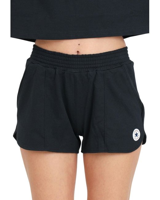 Shorts da Donna Neri con Patch Logo XS di Converse in Black