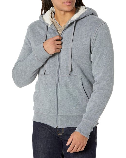 Essentials Mens Sherpa Lined Full-Zip Hooded Fleece Sweatshirt