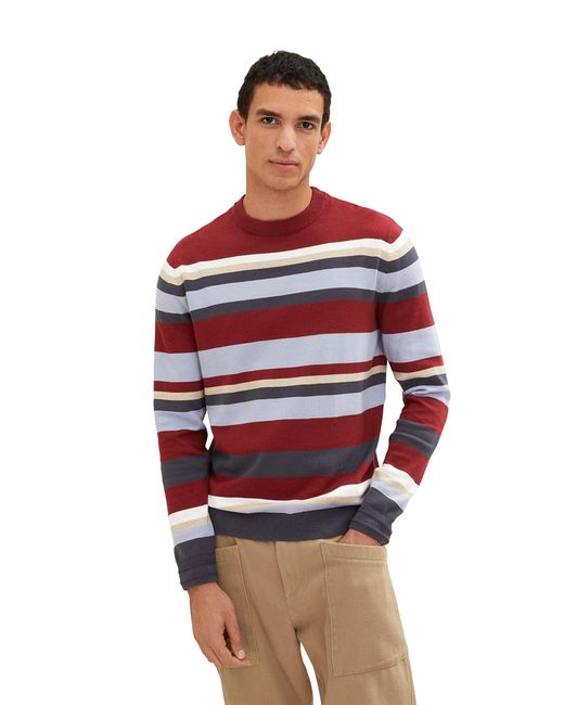 Tom Tailor 1032276 Pullover mit Streifen in Rot für Herren | Lyst DE