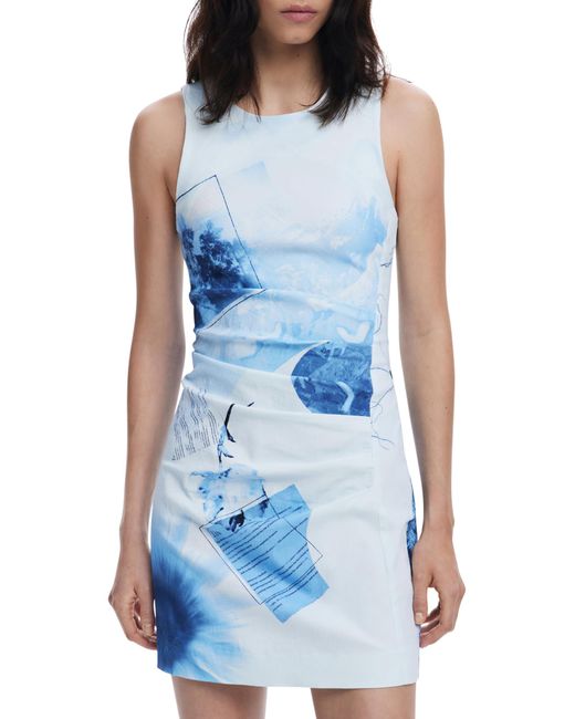 Desigual Women's Black Sleeveless Dress - Floral Embroidered Tulle Overlay, Knee-Length With Asymmetric Hem - View #8