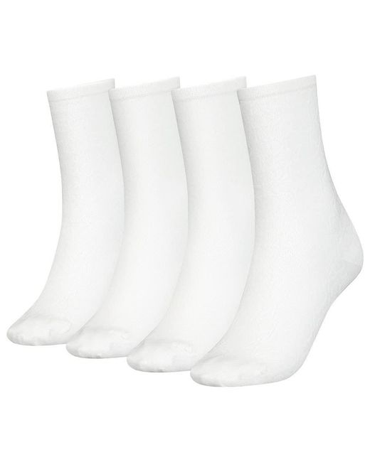 Calvin Klein White Socks CK 4P Holiday Pack Mirrored Logo CLSSC Sock