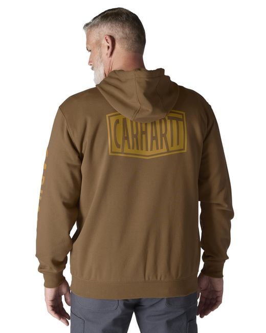 Carhartt Men's Brown Rain Defender Loose Fit Midweight Logo