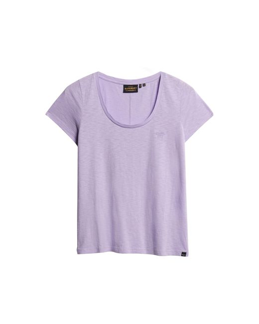 Superdry Purple Scoop Neck Tee C4-Basic Non-Printed T.Shirt