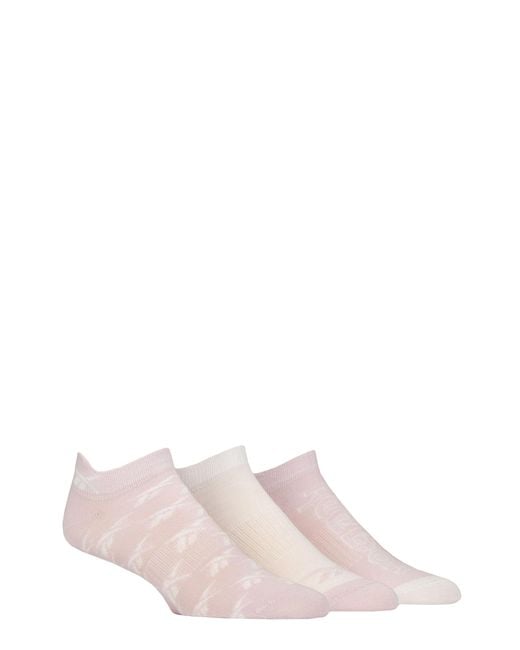 Reebok Pink Unisex 'essentials' Trainer Socks - Mens & Ladies, Patterned Logo Print, Cotton, With Arch Support, 3 Pair Multipack Uk