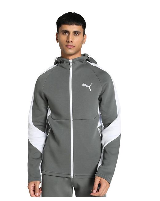 PUMA Gray Evostripe Full-Zip Hoodie for men