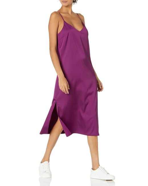 The Drop Purple Ana Silky V-neck Midi Slip Dress