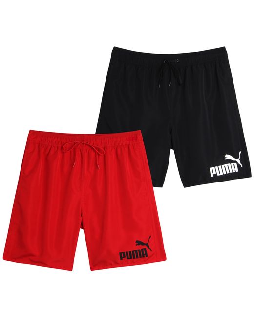 PUMA Red 2 Pack Quick Dry Swimsuit Trunks With Mesh Compression Liner - 8" Inseam for men