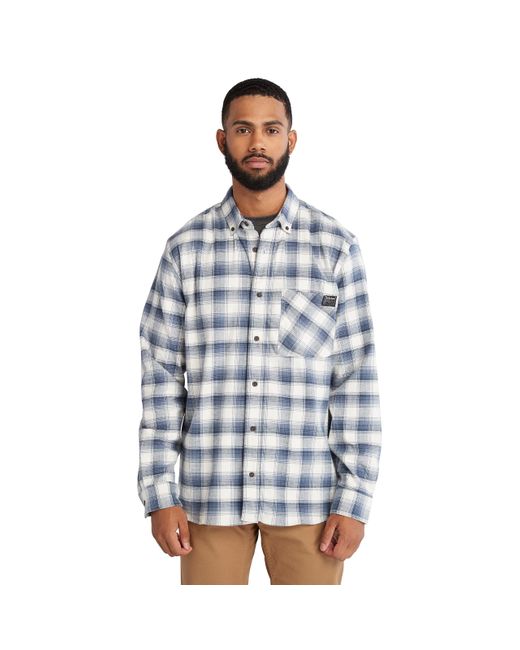 Timberland Blue Woodfort Long-sleeve Lightweight Flannel Flex Shirt