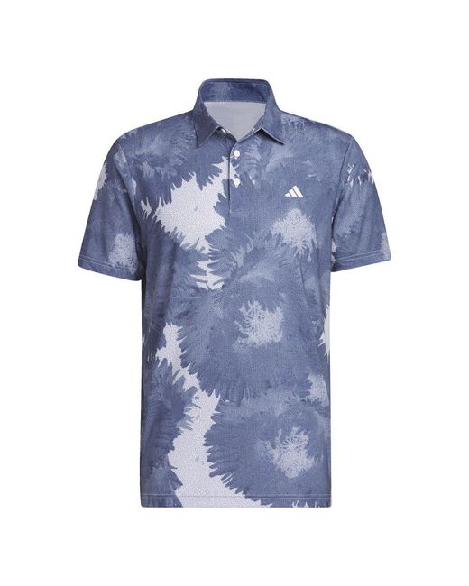 Adidas Blue Golf Flower Mesh Golf Polo Shirt for men