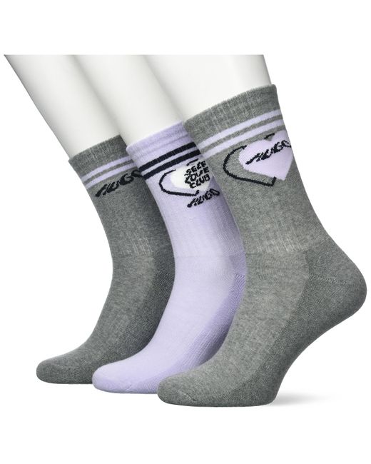 HUGO Gray 3p Qs Rib Collegeccw Quarter Socks