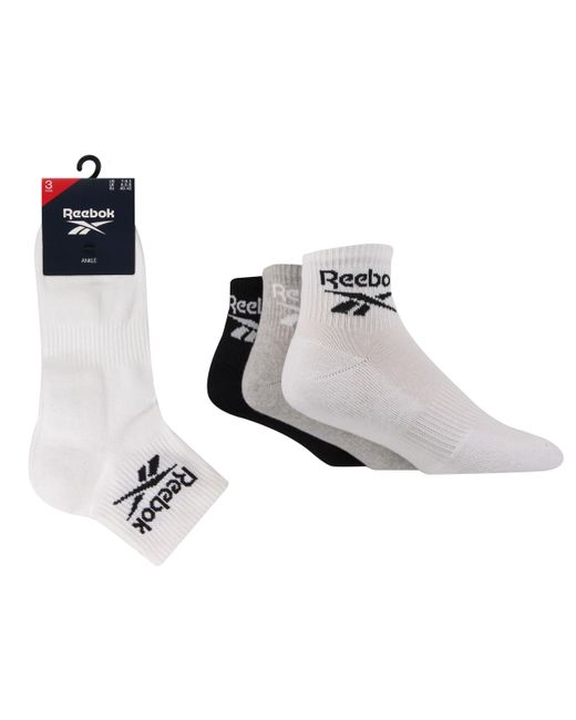 Reebok S 3 Pair Ankle Sports Socks White/grey/black 8.5-10 for men