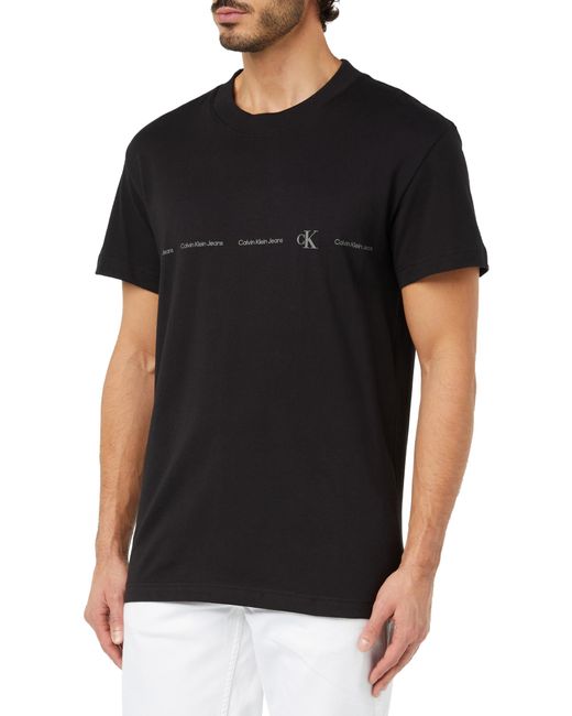 Calvin Klein Logo Repeat Tee S/s Knit Tops Black for men