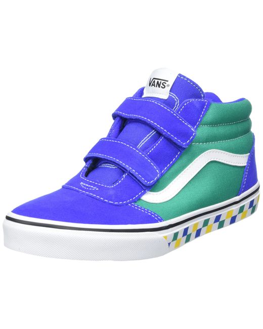 Vans Ward Mid V - Trainers, (primary Check) Oogverblindend Blauw/wit, 2,5  Uk Kind, Primaire Check Oogverblindend Blauw Wit in het Blauw | Lyst NL