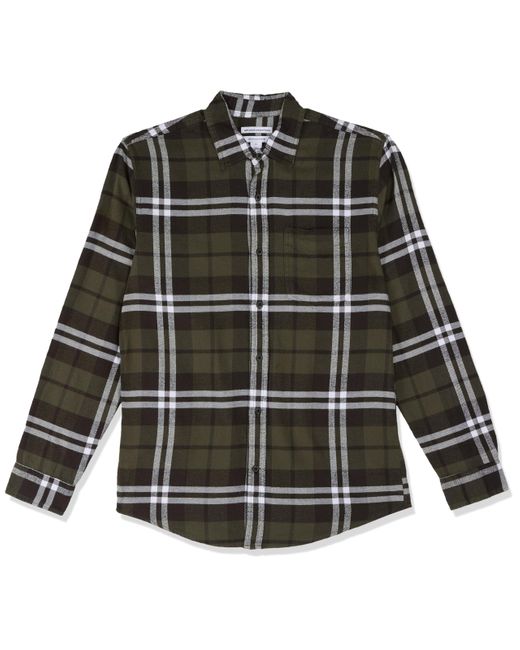 Amazon Essentials Black Long-sleeve Flannel Shirt for men