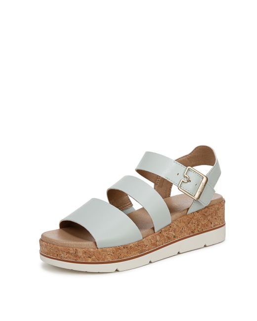 Dr. Scholls Natural S Once Twice Wedge Sandal Ocean Blue Smooth 9.5 M