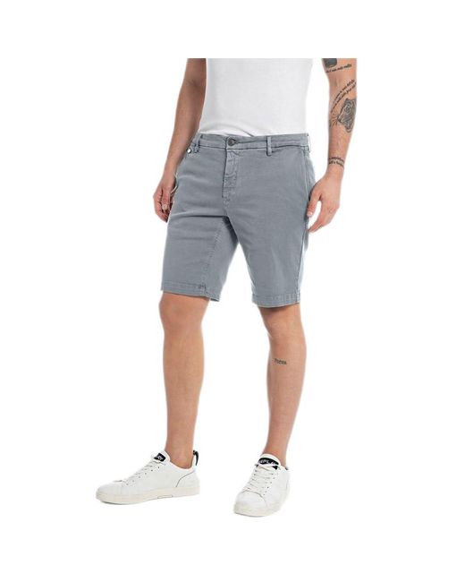 M9782A Benni Short Hyperchino Color Xlite Pantalocini Denim di Replay in Gray