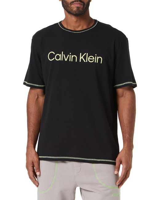 T-Shirt ches Courtes S/S Crew Neck Stretch Calvin Klein pour homme en coloris Black
