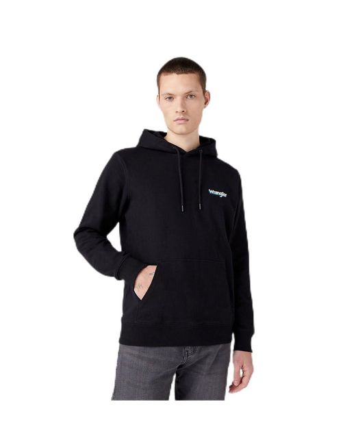 Wrangler Men s Logo Hoodie Hooded Sweatshirt in Black for Men Lyst UK