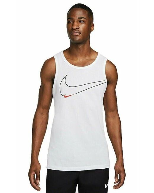 Nike White Dri-fit S Graphic Training Tank Vest Top for men