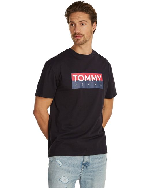 Uomo T-shirt iche Corte Regular Fit Scollo Rotondo di Tommy Hilfiger in Black da Uomo