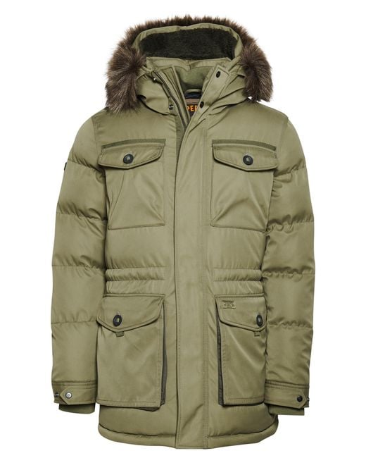 Superdry Green Chinook Faux Fur Parka Jacket for men