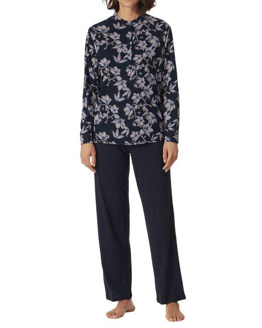 Schiesser Black Schlafanzug Set lang Baumwolle Modal - Nightwear, Navy_180117, 40