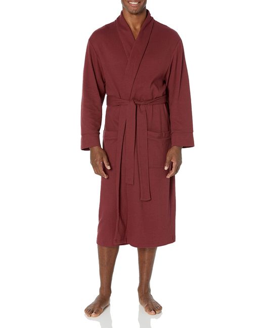Amazon Essentials Red Lightweight Waffle Robe for men