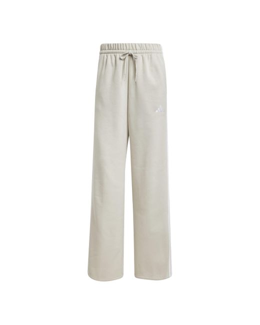 Adidas Essentials 3-stripes Open Hem Fleece Pants in het Gray
