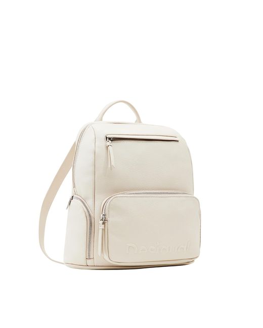 Desigual White Midsize Half-logo Backpack
